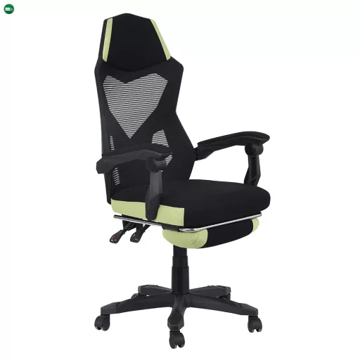Irodai/gamer szék, fekete/zöld, teherbírás 150 kg, JORIK