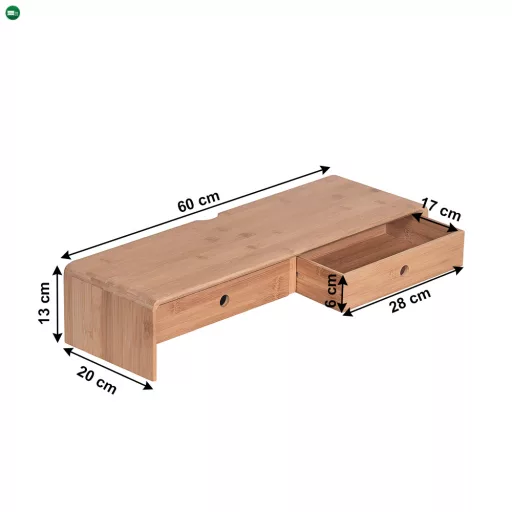 Monitor állvány, bambusz, természetes, ELARO TYP 2