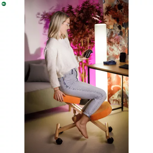 Ergonomikus térdelőszék, narancs/bükkfa, FLONET