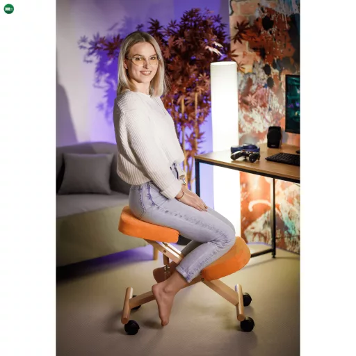 Ergonomikus térdelőszék, narancs/bükkfa, FLONET