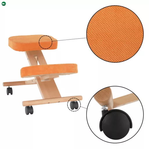 Ergonomikus térdelőszék, narancs/bükkfa, FLONET