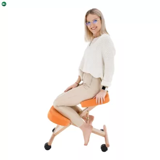 Ergonomikus térdelőszék, narancs/bükkfa, FLONET