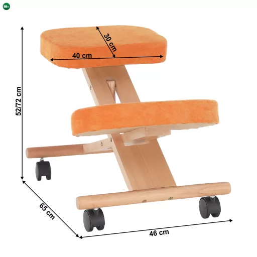 Ergonomikus térdelőszék, narancs/bükkfa, FLONET