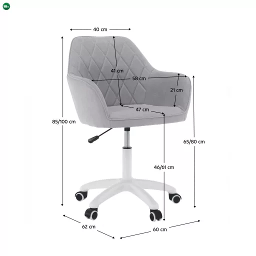 Irodai szék, szürke szövet/fehér, SANTY