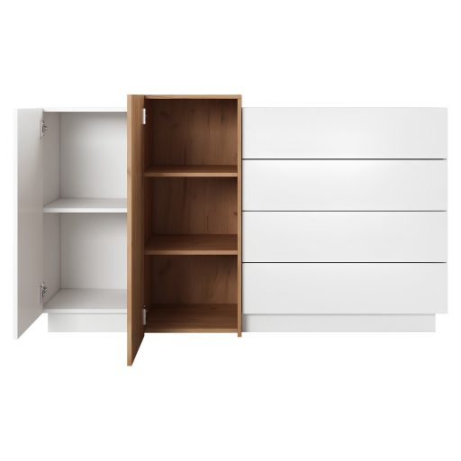 Komód 2D4S, fehér/tölgy craft arany, TRIO