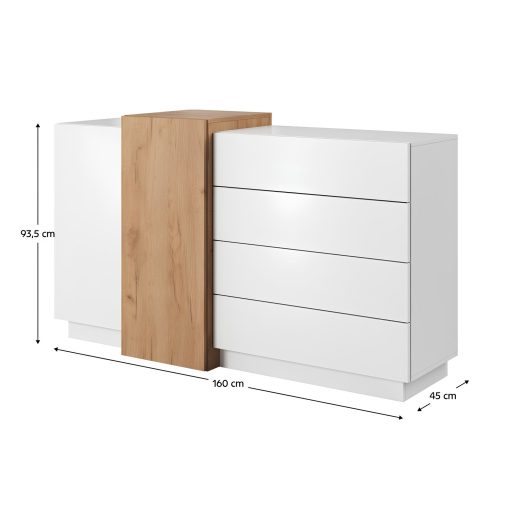 Komód 2D4S, fehér/tölgy craft arany, TRIO