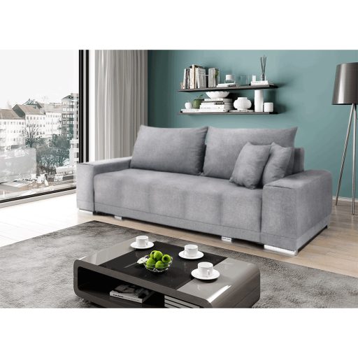 Kinyitható heverő, világosszürke, KEVAN BIG SOFA