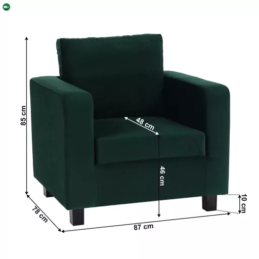Fotel smaragd szövet, LUANA