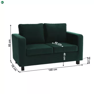 Teljesen kárpitozott heverő, smaragd szövet, LUANA