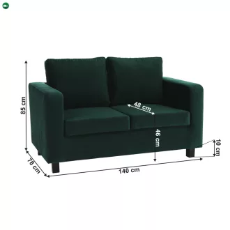 Teljesen kárpitozott heverő, smaragd szövet, LUANA