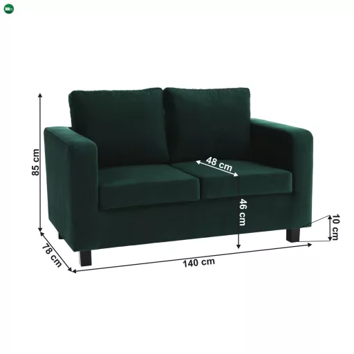 Teljesen kárpitozott heverő, smaragd szövet, LUANA
