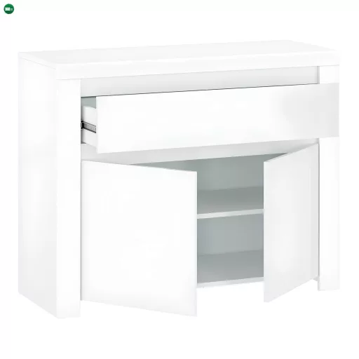 Komód 2D1S, fehér fényes, LINDY