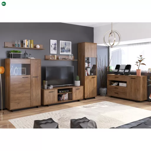 RTV asztal, bolzano tölgy/fekete, DELIS B