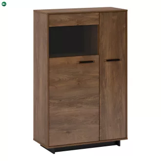 Komód/Vitrin, bolzano tölgy/fekete, balos, DELIS C1