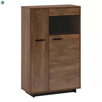 Komód/Vitrin, bolzano tölgy/fekete, jobbos, DELIS C2