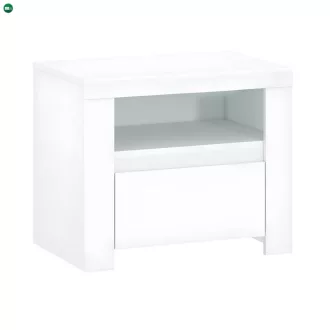 Éjjeliszekrény 1S, fehér fényes, LINDY