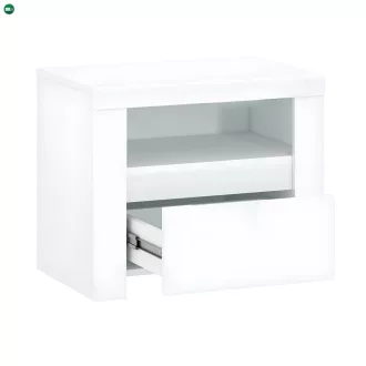 Éjjeliszekrény 1S, fehér fényes, LINDY