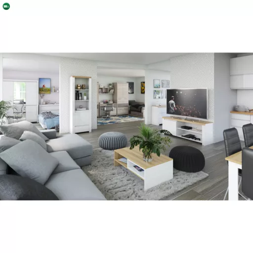 TV asztal 1D/160, fehér fényes, LINDY