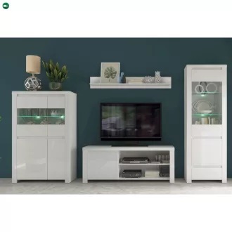 TV asztal 1D/160, fehér fényes, LINDY