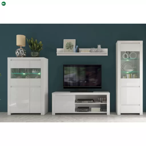 TV asztal 1D/160, fehér fényes, LINDY