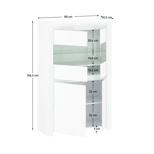 Vitrin 2D2W, fehér fényes, LINDY