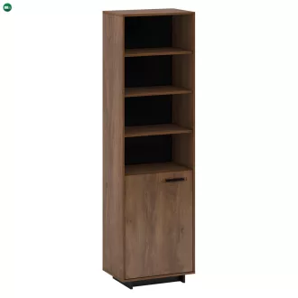 Vitrin/Polcállvány, bolzano tölgy/fekete, balos, DELIS R1