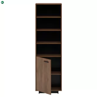 Vitrin/Polcállvány, bolzano tölgy/fekete, balos, DELIS R1