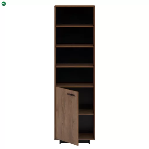 Vitrin/Polcállvány, bolzano tölgy/fekete, balos, DELIS R1