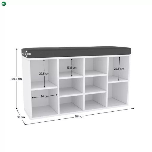 Cipőpolc paddal, fehér, FADDY TYP M 1779