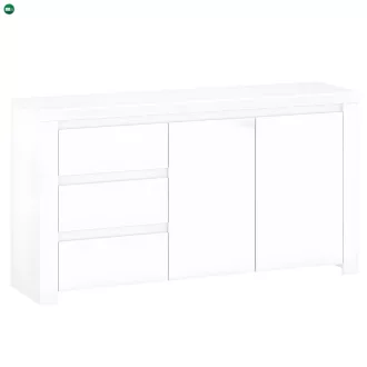 Komód 2D3S, fehér fényes, LINDY