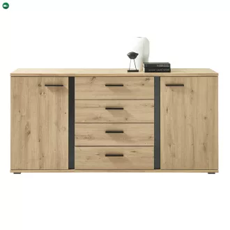 Komód, artisan tölgy/fekete, KANODE