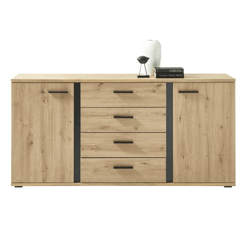 Komód, artisan tölgy/fekete, KANODE
