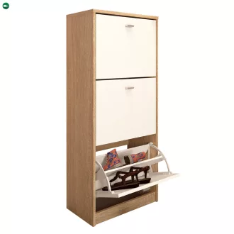   Háromrészes cipősszekrény, tölgy sonoma/fehér, VIVAT NEW TYP 2