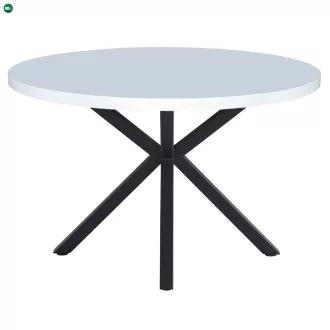 Étkezőasztal, fehér matt/fekete, átmérő 120 cm, MEDOR