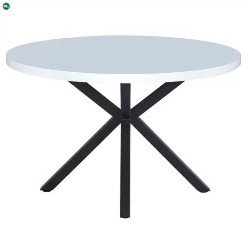 Étkezőasztal, fehér matt/fekete, átmérő 120 cm, MEDOR