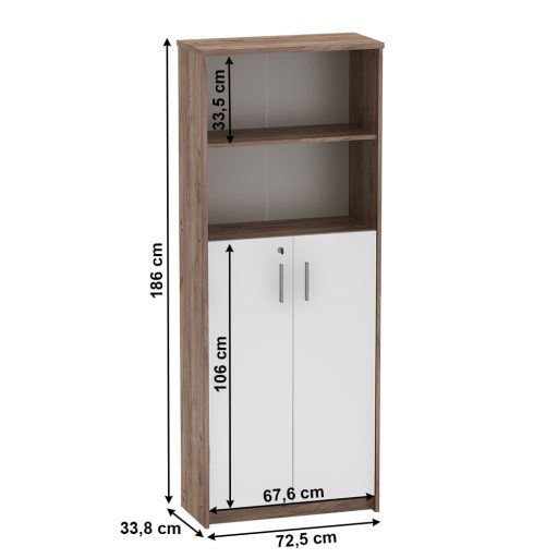 Irattartó zárható szekrénnyel, kraft dunkel/fehér, JOHAN 2 NEW 10