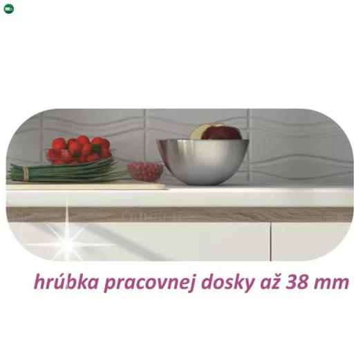 Konyhabútor, sonoma tölgy/fehér magasfényű HG, LINE NEW