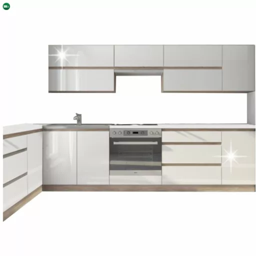 Konyhabútor, sonoma tölgy/fehér magasfényű HG, LINE NEW