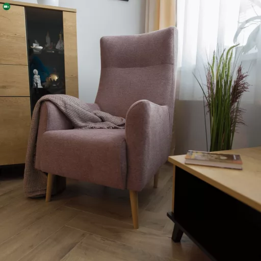 Füles fotel, fáradt rózsaszín/tölgy, SAMY