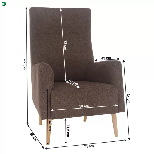 Füles fotel, barna/tölgy, SAMY