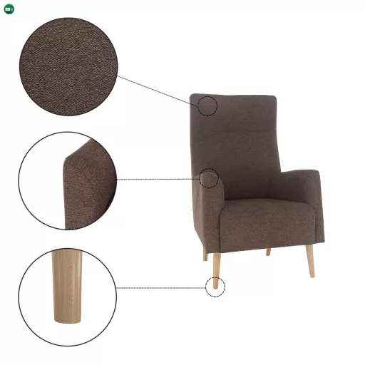 Füles fotel, barna/tölgy, SAMY