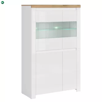 Vitrin 2D2W, fényes fehér/wotan tölgy, VILGO