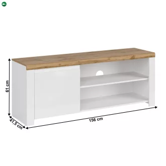 TV asztal 1D/160, fényes fehér/wotan tölgy, VILGO