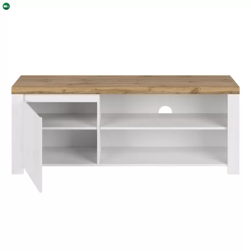 TV asztal 1D/160, fényes fehér/wotan tölgy, VILGO