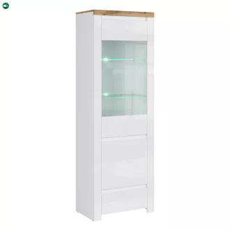 Vitrin 1D1W1S, fényes fehér/wotan tölgy, VILGO