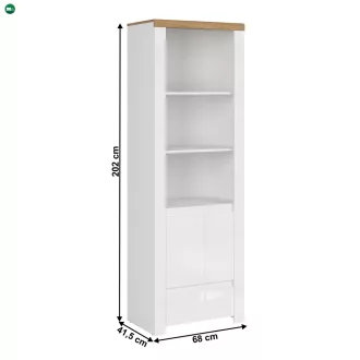 Polcállvány 1D1S, fényes fehér/wotan tölgy, VILGO