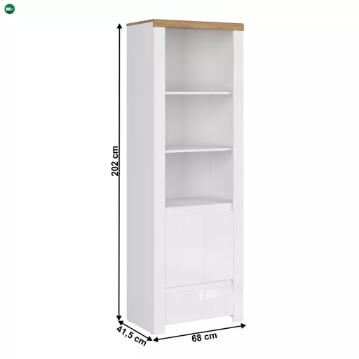 Polcállvány 1D1S, fényes fehér/wotan tölgy, VILGO