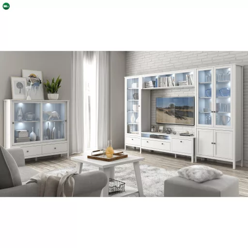 Alacsony vitrin 2W2S, fehér, OLJE