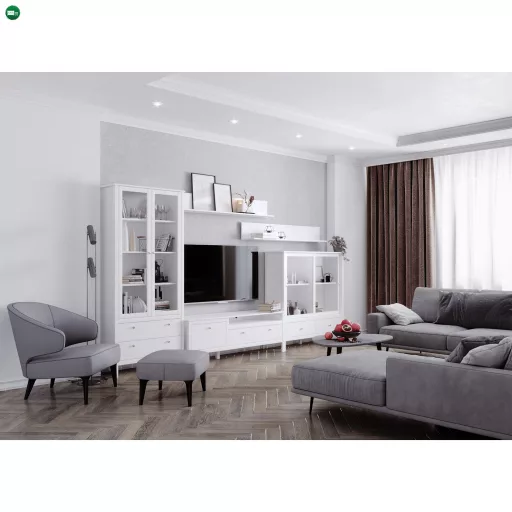 Alacsony vitrin 2W2S, fehér, OLJE