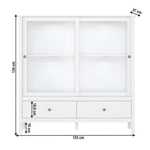 Alacsony vitrin 2W2S, fehér, OLJE